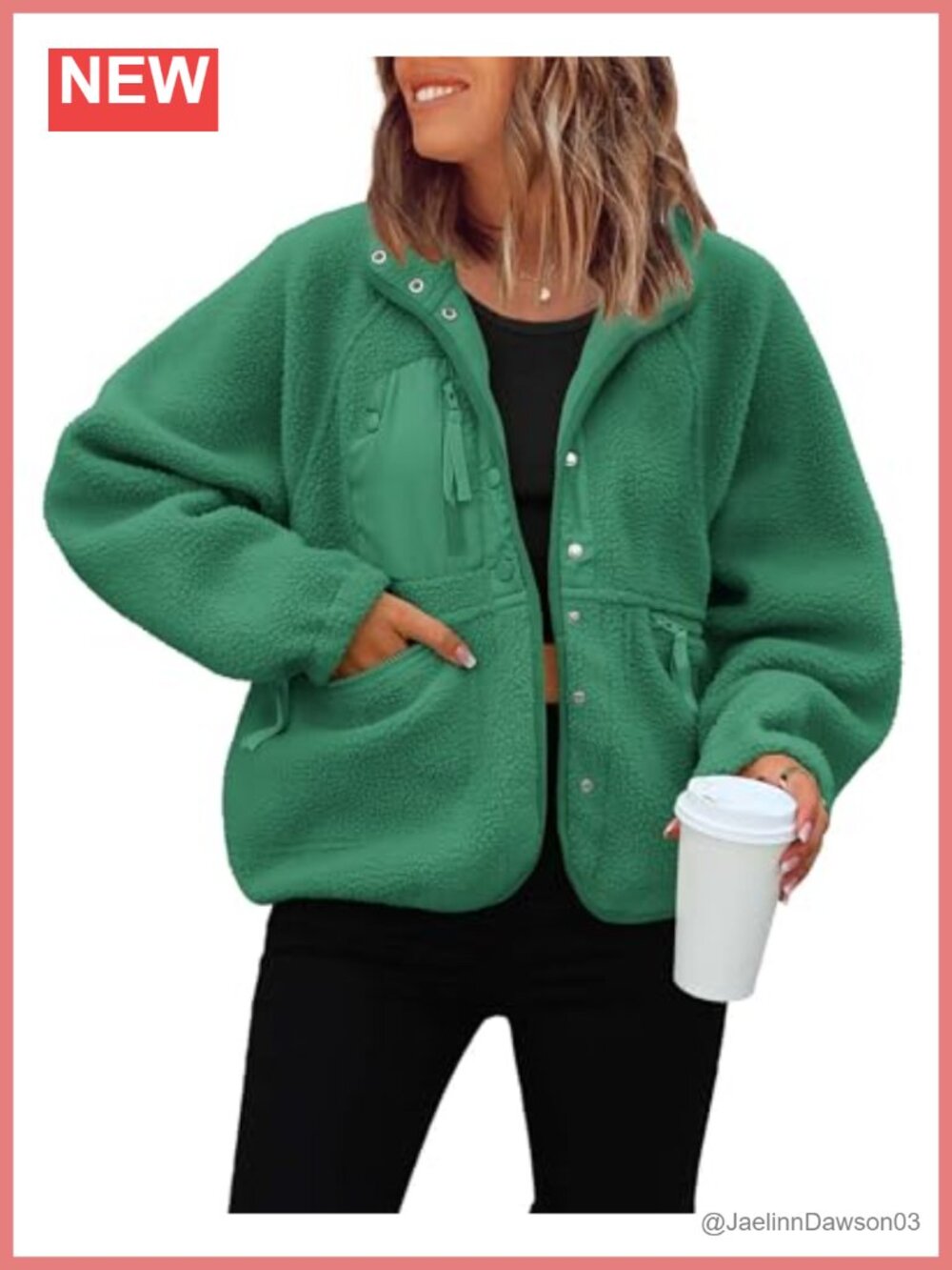 Fuzzy Fleece Cropped Button Down Jacket Womens Loose Fit Sherpa